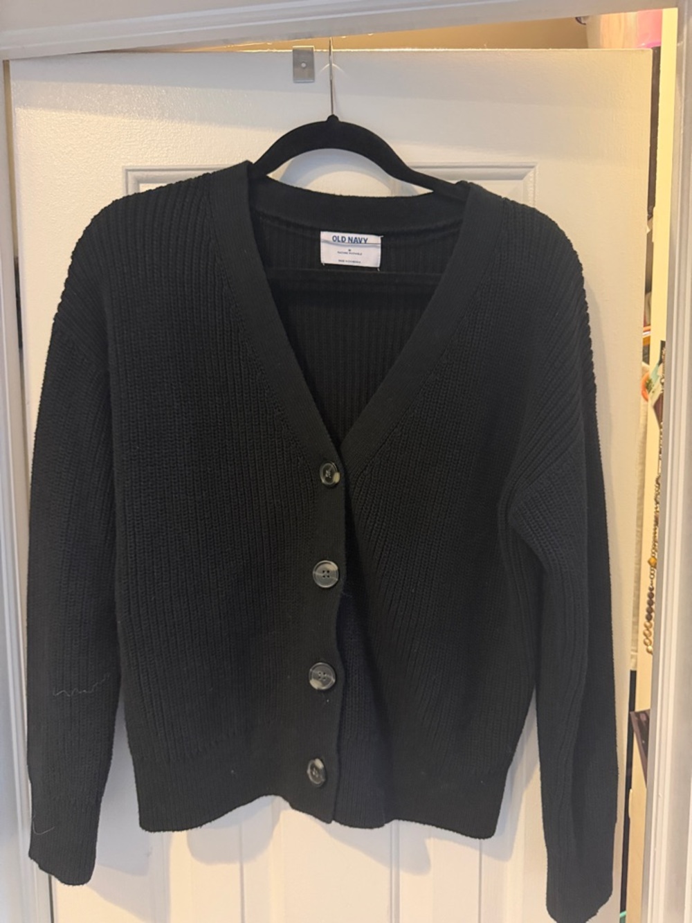 Old Navy Black V‑Neck Button Front Knit Cardigan
